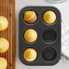İ22-375 ( 6 Gözlü ) ( Metal & Siyah ) ( Düz ) Muffin & Kek Kalıp