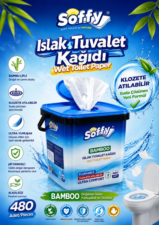 Islak Tuvalet Kağıdı 480 Adetli Flushable Suda Çözünür
