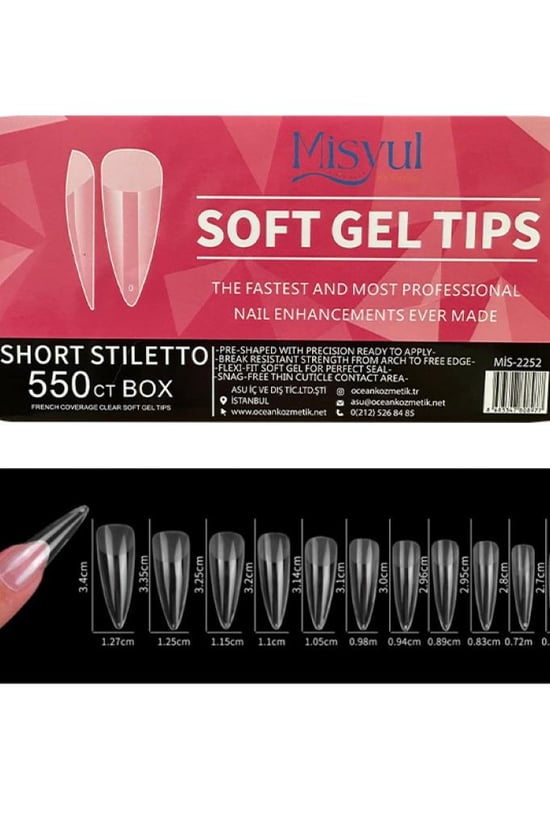 Misyul Jel Tırnak Short Stiletto 550'li Paket Soft Jel Tips Mıs-2252