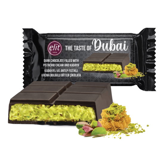 Dubai Fıstık Kremalı ve Çıtır Kadayıflı Bitter Çikolata - 90g