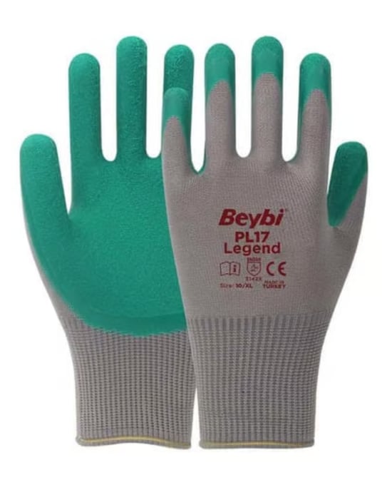 Beybi Pl17 Legend Yeşil Polyester Örme Lateks Iş Eldiveni 10 Beden