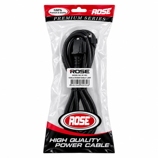 Rose Rc-901 ( 1.5mt ) Power Güç Kablosu Erkek Yonca