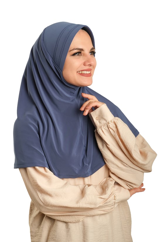 Hürrem Bone P. Mavisi Pratik Hazır Geçmeli Tesettür Eşarp Sandy Kumaş Sade 1600_17