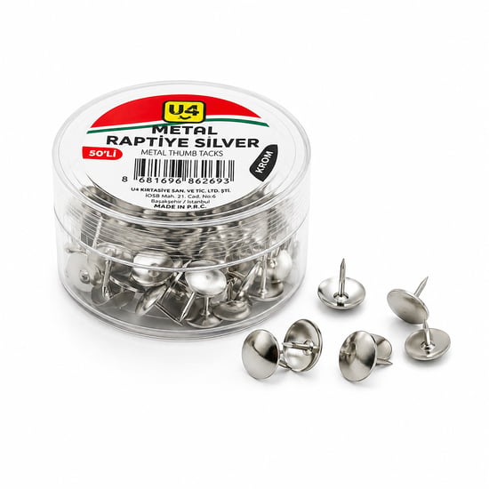 U-4-3869 Metal Raptiye ( 50pcs ) ( Plastik Kutulu )