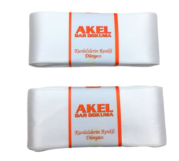 Akel ( 6cmx10mt ) ( Poşetli ) ( Beyaz ) ( Takı ) Kurdelesi