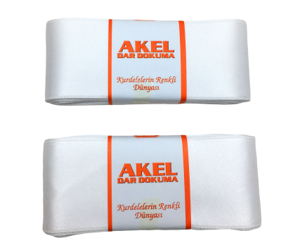 Akel ( 6cmx10mt ) ( Poşetli ) ( Beyaz ) ( Takı ) Kurdelesi