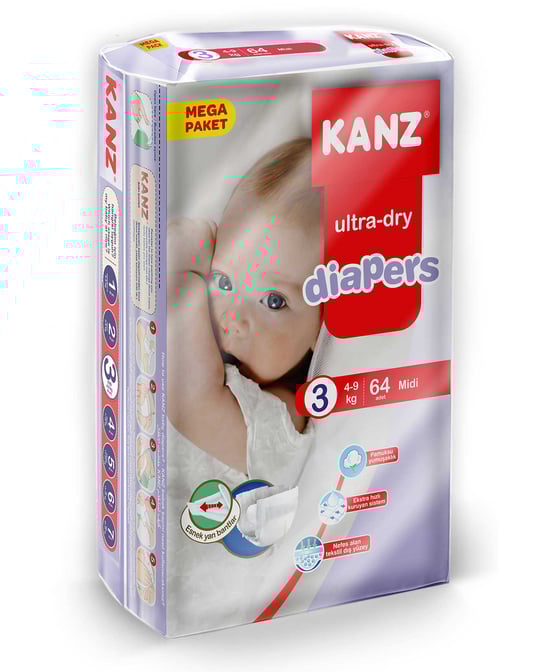 Kanz Bebek Bezi 3 Midi 4-9 Kg 64'lü Paket