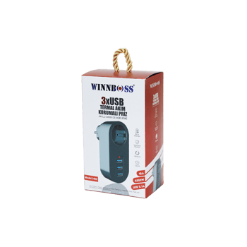 Winnboss Model-3400 ( Termal Akım Korumalı ) ( 1xpriz ) ( 3xusb ) Duvar Tipi Priz ( 10a & 2500w & Usb 2.1a ) ( 2500w )