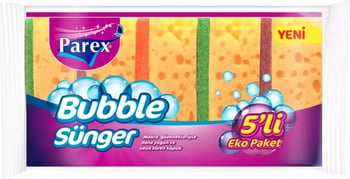 Parex Eko Bubble Sünger 5 Adet Çok Renkli