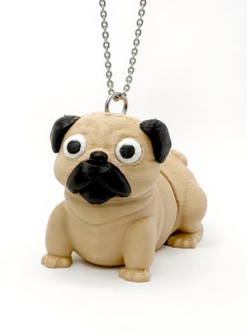 Sevimli Pug Köpek Figürlü Hareketli Anahtarlık