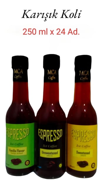 Mca Espresso Soğuk Kahve Şekersiz,Şekerli,Vanilya Karışık koli 250 ml