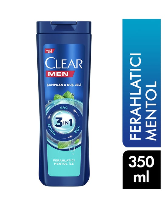 Clear Şampuan 350 ml Men 3 In 1 Şampuan & Duş Jeli Ferahlatıcı Mentol Etkisi