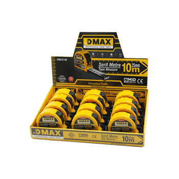 Dmax Dmx-4748 ( 10mt X 25mm ) Çelik Şerit Metre ( Stoplu ) ( Otomatik Kilit = Bas Durdur & Çek Sarsın )