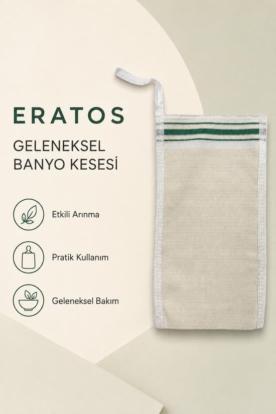 Eratos Geleneksel Lastikli Banyo ve Hamam Kesesi – Beyaz Yeşil