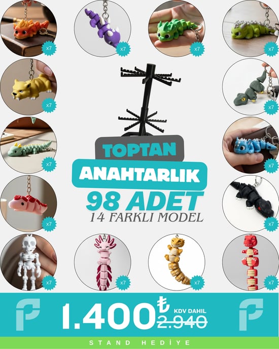 Toptan 98 Adet Fantastik Anahtarlık Karma Paket