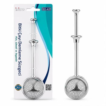 İ22-431 ( Saplı & Top Hazneli ) Bitki Çay Demleme Süzgeç ( Paslanmaz Çelik ) ( Çap : 5cm )