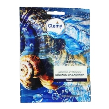 Clemy Dalyan Çamur Nem Bombası Gözenek Sıkılaştırma Arındırma ve Yoğun Nem Maskesi Salyangoz Tek Kullanımlık 32 Ml