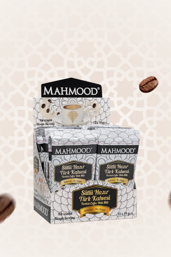 Mahmood Sütlü Şekersiz Hazır Türk Kahvesi 12 Adet X 19 Gram