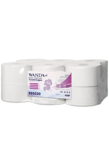 Wanda Soft Mini Cimri İçten Çekmeli Tuvalet Kağıdı 4 KG 88M Rulo - 12'li Paket - 2 Katlı, 21cm Yaprak Eni