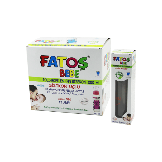 Fatoş Bebe Code-580 (polipropilen Plastik) (pp) (klasik Biberon) (silikon Uçlu) (ölçekli) (orta Akış) (250ml)