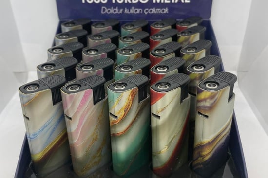 Koko Turbo 1800  Metal Mermer Desenli Çakmak 25'li