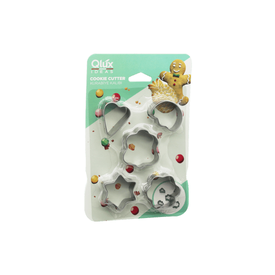 Qlux L-00156 ( 5pcs ) ( Metal ) Kurabiye Kalıp ( Kalp & Yıldız & Papatya & Ağaç )