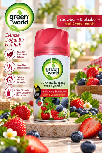 Freshmatik Green World 250 Ml Çilek & Yaban Mersini Yedek Oda Kokusu Tüm Makinelere Uyumludur