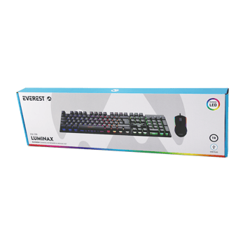 Everest Lunimax Km-198 ( Siyah Gökkuşağı Işıklı ) ( Usb Kablolu ) Oyuncu Klavye & Mouse Set