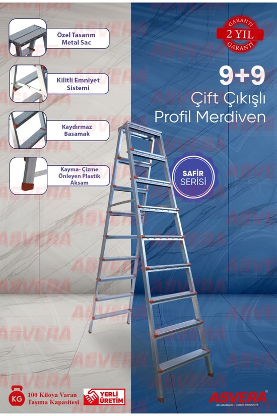 Asvera 9+9 Çift Çıkışlı Profil Merdiven