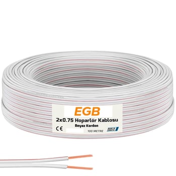 2x0.75 Beyaz Kırmız Kodlu 100 Metre Cca Hoparlör Kablosu (24x0