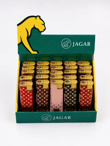 Jagar Jcm 018 Desenli Turbo Çakmak – Gold Detaylı Premium Standlı Çakmak