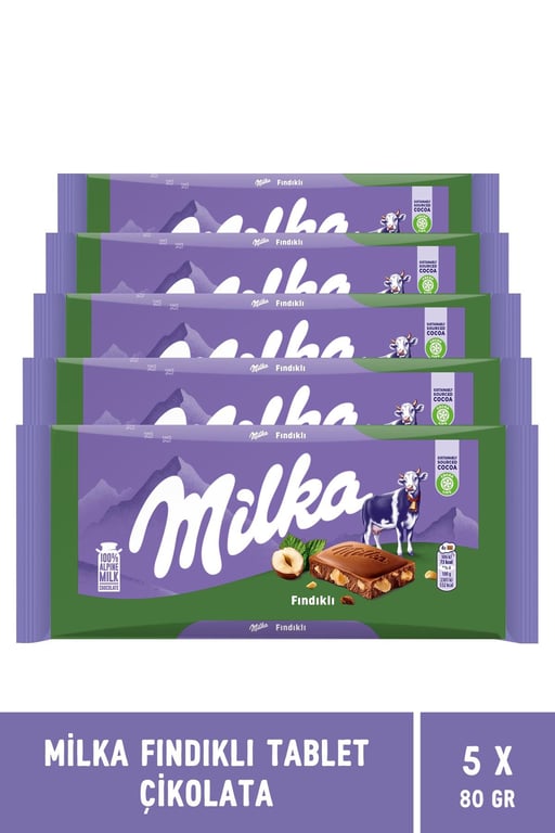 Milka Fındıklı Çikolata 80gr - 5 Adet
