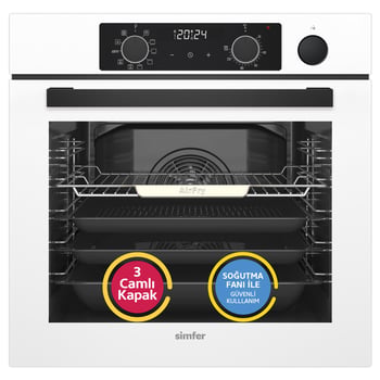 Simfer 8245 0+10 Fonksiyon Steam Master Buharlı Ankastre Fırın Beyaz Cam Dijital