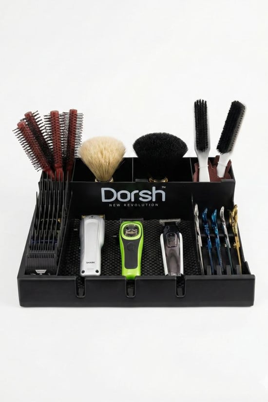 Dorsh Kuaför Tipi Tezgah Üstü 38x30 Cm Premium Organizer Siyah F-177
