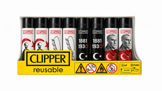 Clipper Reusable Pocket Atatürk Desenli Çakmak