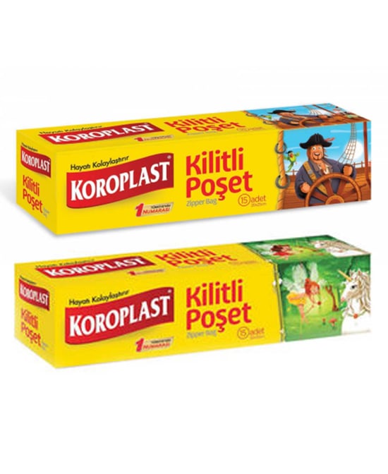 Koroplast Kilitli Poşet Çizgi Kahramanlar 15 Poşet Kaptan ve Unicorn