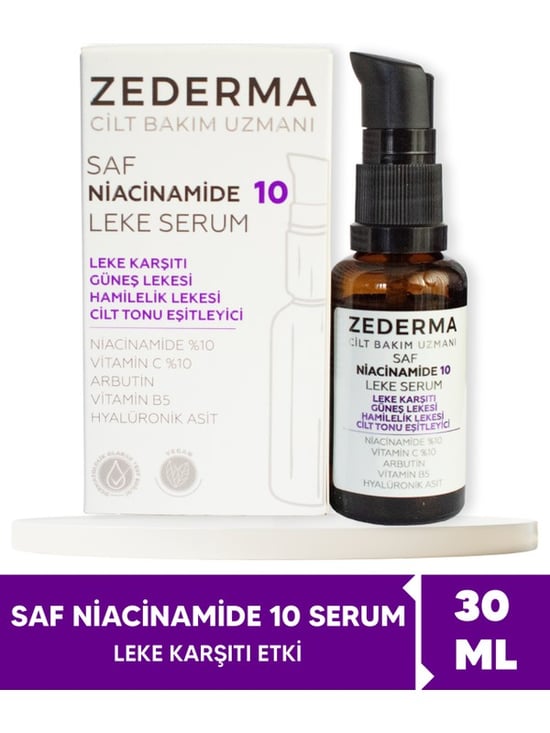 Zederma Niacinamide 10 Leke Serum Tüm Cilt Tipleri için Arbutin ve C Vitamini 30 Ml