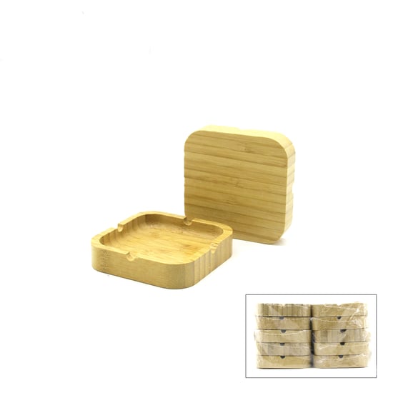 İ22-399 ( Kare ) ( Ahşap & Bambu ) Küllük ( 10cm )
