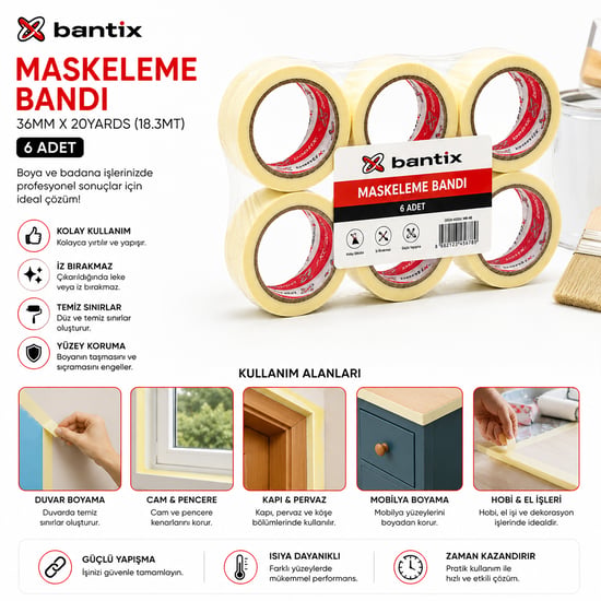 Bantix ( 36mm X 20yards=18.3mt ) Maskeleme Bant ( Bandı )