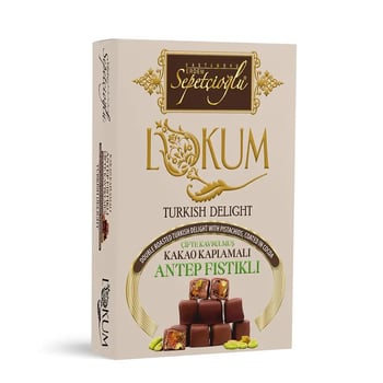 Kastamonu Meşhur Sepetçioğlu Kakao Kaplamalı Antep Fıstıklı Çifte Kavrulmuş Lokum 200g