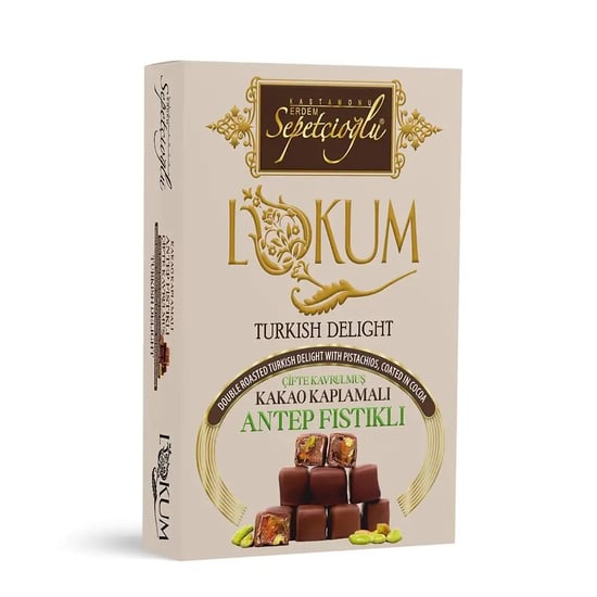 Kastamonu Meşhur Sepetçioğlu Kakao Kaplamalı Antep Fıstıklı Çifte Kavrulmuş Lokum 200g