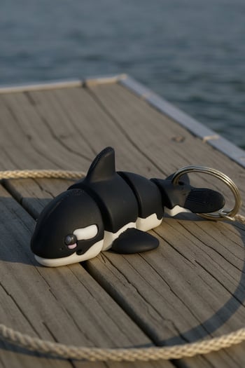 Siyah Balina Figürlü Hareketli Anahtarlık