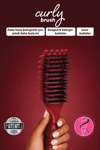Proco Beauty Pro Curlybrush - Kıvırcık Saçlar için Bukle Belirginleştirici Saç Fırçası ( Bordo )