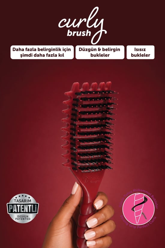 Proco Beauty Pro Curlybrush - Kıvırcık Saçlar için Bukle Belirginleştirici Saç Fırçası ( Bordo )