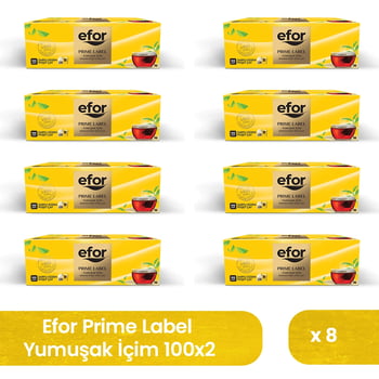 Efor Prime Label Bardak Poşet Siyah Çay 2 gr x 100 Adet - 8'li Koli