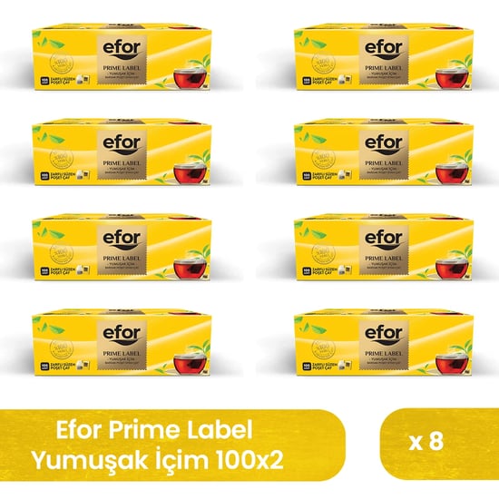 Efor Prime Label Bardak Poşet Siyah Çay 2 gr x 100 Adet - 8'li Koli