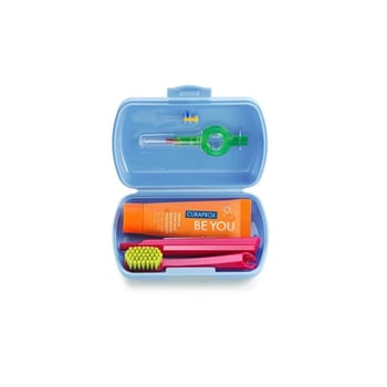 Curaprox Travel Set - Diş Fırçası + Diş Arası Fırça + Diş Macunu 10 Ml - Mavi