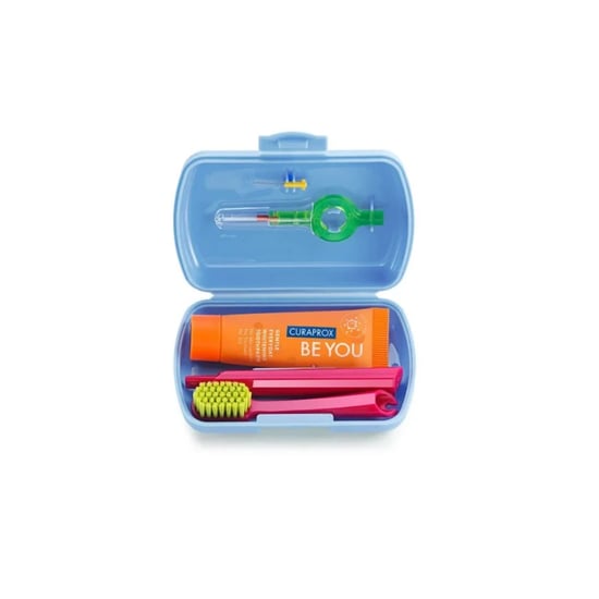 Curaprox Travel Set - Diş Fırçası + Diş Arası Fırça + Diş Macunu 10 Ml - Mavi