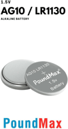 10 X Poundmax Ag10, Lr54,1,5v Alkalin Düğme Pil