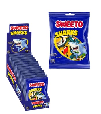 Sweeto Gummy Sharks 80 Gr Jelibon (gulutensiz)